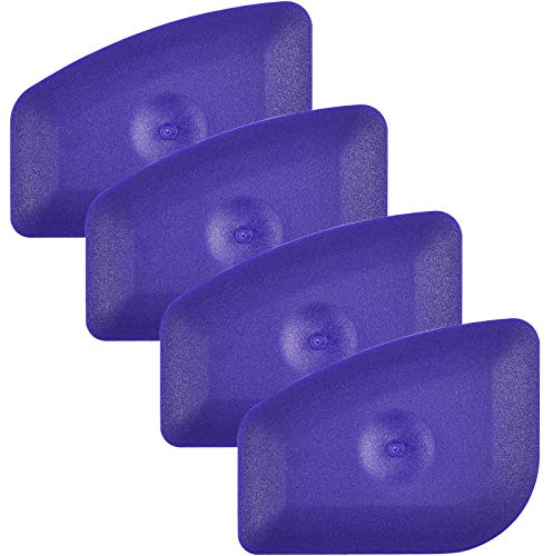 AHCHAY Small Handy Plastic Scraper Flexible Card Round Edge for Home Universal Cleaning Squeegee, Pack of 4