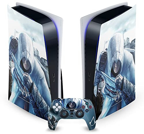 Head Case Designs Offizielle Assassin's Creed Altaïr Hidden Blade Schluessel Kunst Vinyl Frontplatte Haut Gaming Aufkleber kompatibel mit Sony PlayStation 5 PS5 Disc Console & DualSense Controller