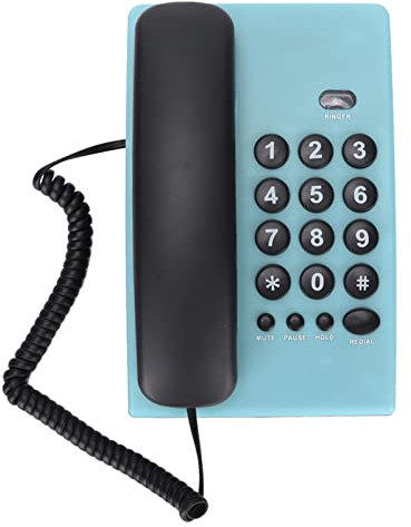 KX-T504 Schnurgebundenes Telefon mit Schnur für Home Office, Desktop Festnetz Telefon mit Dualem Magnethörer, Einstellbarer Klingelton(Blau)