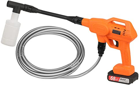 Nettoyeur haute pression sans fil, nettoyeur électrique portable Laveuse électrique sans fil pour voitures/jardin/nettoyage des sols, avec 2 batteries et tuyau de 5 m de jet de mousse
