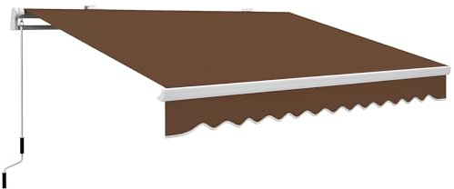 Outsunny Markise 4x2,5m mit ausziehbaren Armen für den Außenbereich Kurbelmarkise, wasserdichte Abdeckung, Metall und Aluminium, rostrot