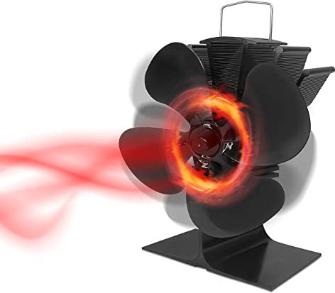 NAIZY Heizlüfter Stove Fan 4 Blade Aluminiumoxid Kaminventilator Wärmeenergie Betreibung Geringes Rauschen Ofenventilator mit CE ROHS Zertifikat, für Kamin Holzöfen Öfen
