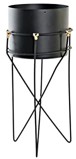 DKD Home Decor Macetero de la Marca, Color Negro, de Metal (17 x 17 x 35 centímetros)
