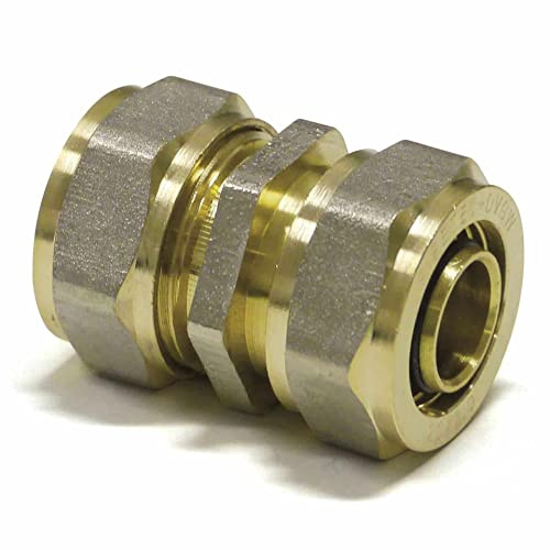 Schraubfitting-Kupplung gleichseitig für Alu-Verbundrohr für Trinkwasser, Heizung, Kühlung und ölfreie Druckluft - einfache Montage (16 x 2mm - 16 x 2mm)