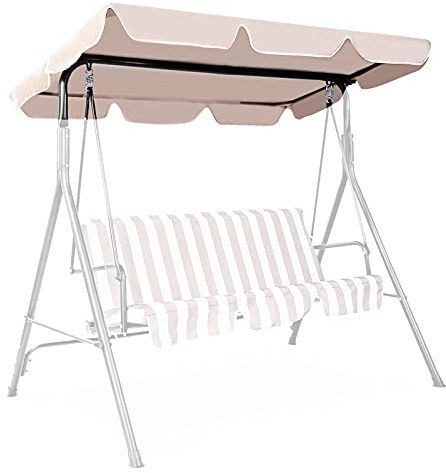 KOMFOTTEU Universal Sonnendach, Ersatzdach für Hollywoodschaukel, Gartenschaukel Wasserabweisend & UV-Schutz, Dachplane & Erastzbezug für Schaukel (Beige 190x132cm)