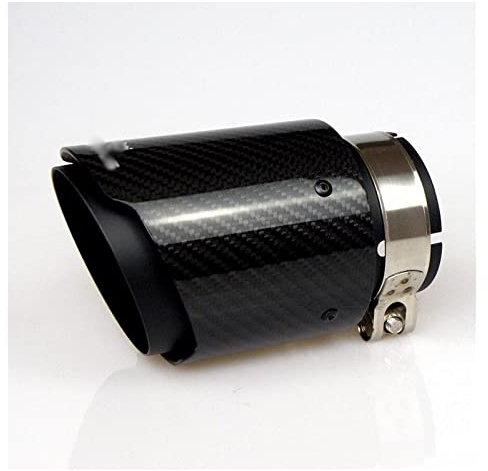Auspuff Schalldämpfer Mattschwarzes Rohr Kohlefaser Edelstahl Universal Automobil Auspuff Schalldämpfer Rohr Für BMW E46 Auspuffblende (Farbe : 63-76MM)