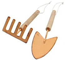 GLOREX 6 1294 552 - Deko-Set Schaufel & Harke, ca. 5 x 18,5 cm und 6 x 13 cm in Orange, als Dekoration und für den Garten