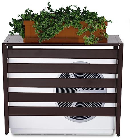 Mendler Copri condizionatore Esterno Copertura Protettiva e Decorativa HWC-K59 73x90x38cm Alluminio - Marrone