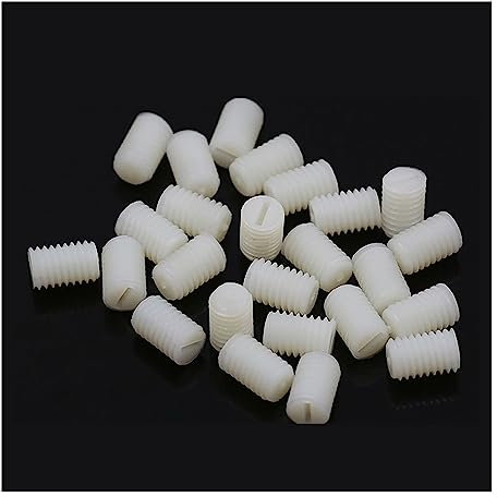 5-60 pièces métrique en plastique vis à fente à pointe plate vis de réglage en Nylon vis sans tête à fente sans tête M3 M4 M5 M6 M8 (Color : 6mm, Size : M4 (20Pcs))
