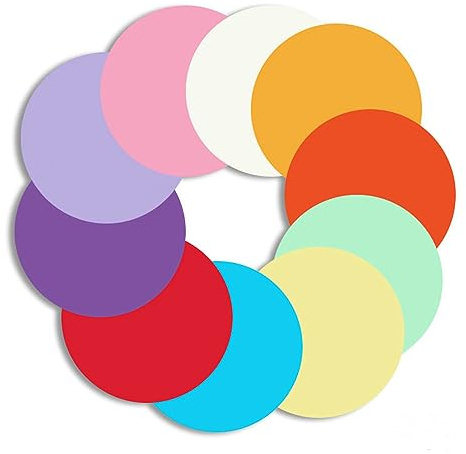 Lot de 500 feuilles de papier de découpe rondes de 10 cm - Couleurs assorties - Papier artisanal coloré pour enfants - Décoration faite à la main - Fournitures de rentrée scolaire (rond)