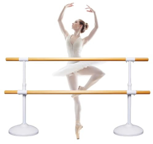HamoM Ballettstange Tragbare Heimballettstange, eine 20 kg schwere Basis kann EIN Gewicht von 500 kg tragen, Beindruckstange für Erwachsene und Kinder (Color : White, Size : 1.5M/5FT)
