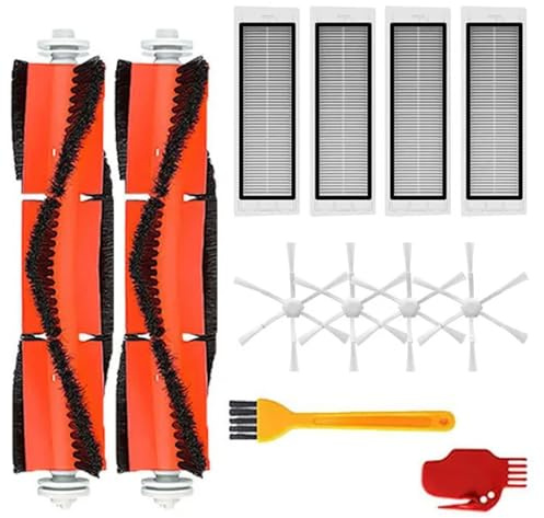 MYAYD Replacement Spare Parts for Xiaomi Mi Robot Vacuum Mop 2 STYTJ03ZHM, 12-Piece Vacuum Cleaner Replacement Accessories Includes 2 Main Brushes, 4 Side Brushes, 4 Filters, 2 Cleaning Brushes