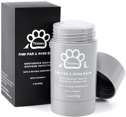 Tinioey Baume Coussinet Chien Stick 68g -100% Bio & Naturel - Hydrate, Guérit, Protège Contre Neige, Sel, Pattes Craquelées & Nez - Creme Coussinet Chien - Chien Accessoires pour Pattes Protections