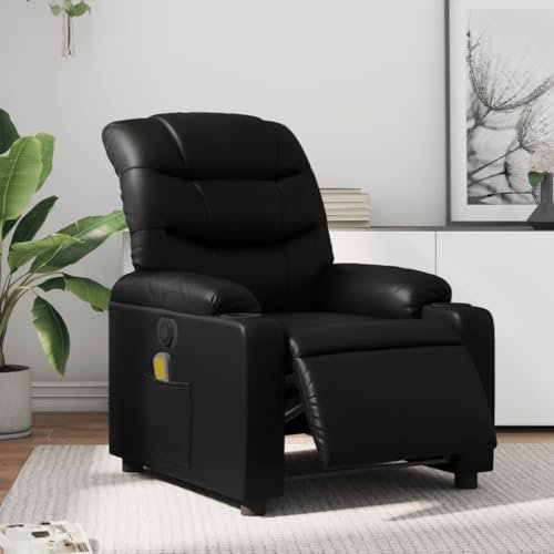 Homgoday Massagesessel Elektrisch Fernsehsessel Relaxsessel mit Liegefunktion, Polstersessel Ruhesessel TV Sessel mit Verstellbare Rückenlehne, für Wohnzimmer Schwarz Kunstleder