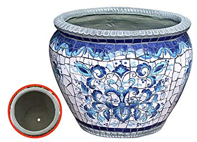Pots de Fleurs en céramique, extérieur/intérieur, Pot de Fleurs de Grande Taille, Pot de Fleurs au Sol, Grand Pot de bonsaï, Pot de Plantes Vertes, Pot de Fleurs en céramique, EUR, D-Small