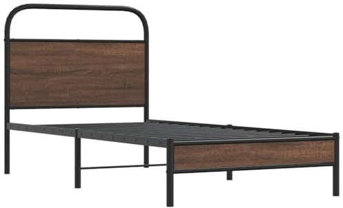 vidaXL Sängram utan madrass brun ek 107x203 cm konstruerad trä