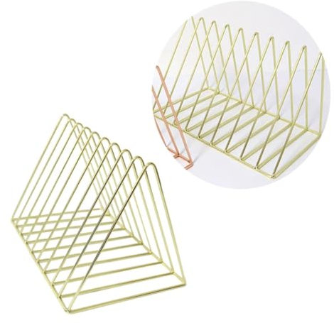 OFFSCH 1stück Fächer Dreieckiger Briefhalter Wrought Iron Im Nordic Style Goldener Tisch-Organizer Für Dokumente Und Bücher Für Büroorganisation Stilvolle Dekoration