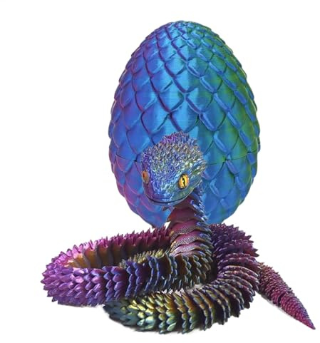 Gcerfby Serpiente impresa en 2D, lindos juguetes de huevo de animales, adornos de huevo de serpiente, aspecto realista, materiales, 7,5 x 7,5 x 8,5 cm, para el hogar, decoración de mesa