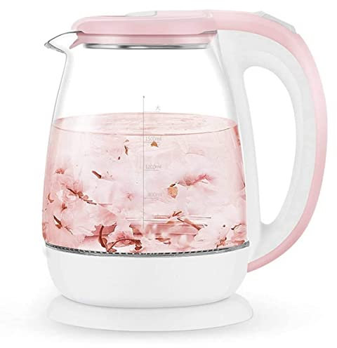 SJHDHDA Pink 1.8L Glass Automatonlike Galvanising Water Kettle, 1500W Water Heater Hot Boiling Tea Pot Kitchen Appliance W/Auto Shut off Boil Dry Protection/Pink/21 * 16 * 16Cm Learned extensively