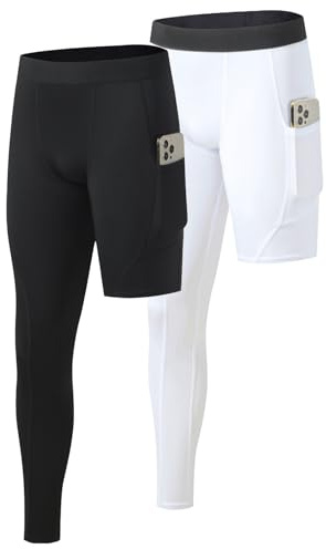 Towintec Pantaloni da Compressione a Gamba Singola da Uomo con Tasche Sportivi Calzamaglia da Corsa Basket Traspirante Asciugatura Rapida Leggings da Allenamento Fitness Corsa