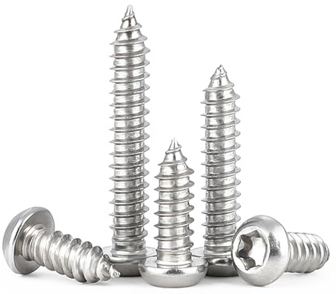 BACSHBY 50 Piezas Tornillos Autorroscantes M4x10mm, Tornillos Torx de Cabeza Plana, Tornillos Autoperforantes de Cabeza Redonda en Acero Inoxidable
