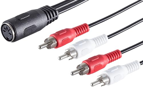 1aTTack.de 3x 0.2m 5-pin DIN socket to 4 RCA plug audio adapter cable Perfect for HiFi music systems Studio equipment