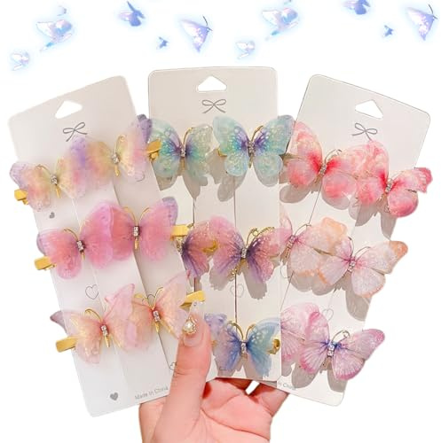 Graziosi Farfalla Fermagli per Capelli, 18 Pezzi Moda Ragazze Accessori per Capelli Glitterate Set di Graziosi Fermagli per Capelli Clip in Metallo, per Donna Bambina