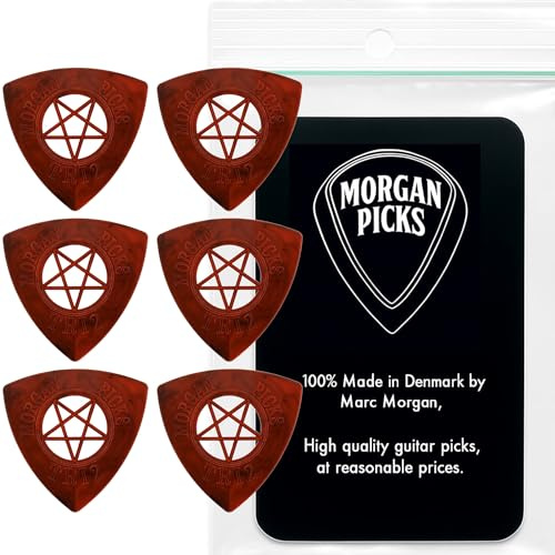 Morgan Picks TRI2 Plektrum – Triangel Guitar Picks mit starkem Grip – Plektren Gitarre mit weicher Oberfläche & markantem Design – Gitarren Plektrum – Rot/Schwarz – Hergestellt in Dänemark