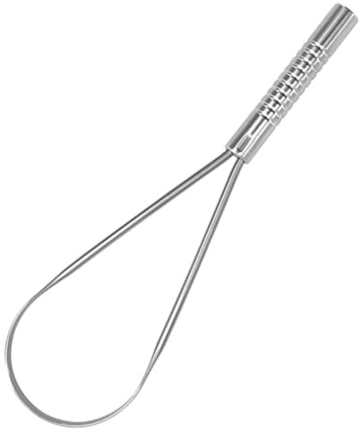 IWOWHERO Raschietto la Lingua Doppia Superficie in Acciaio Inox, Puliscilingua Portatile la Pulizia Orale Quotidiana, Strumento Ergonomico per Ridurre Alito Cattivo, Adatto