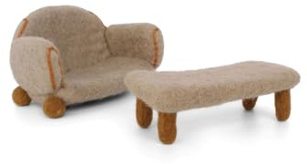 Gry & Sif Handmade & Fairtrade Certified Stylish Danish Design X Artisans from Nepal | Tier-Figuren aus Filz - Sofa and Coffee Table | Deko-Figuren zum Hinstellen