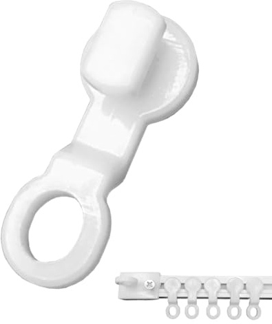 50PCS White Plastic Caravan Curtain Glider Hooks - Curtain Hooks for Smooth Gliding, Durable Plastic Curtains Hook