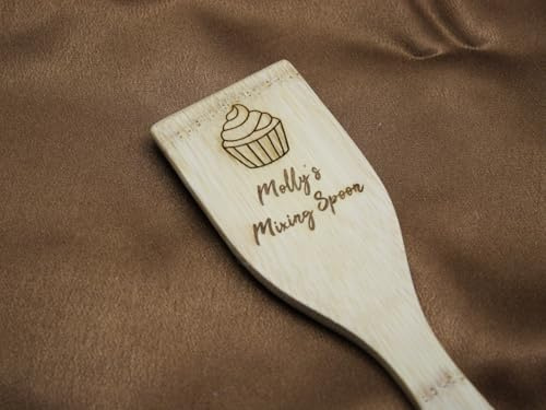 Handmade Wooden Engraved Personalised Spatula Spoon - Cupcake Mixing Spatula