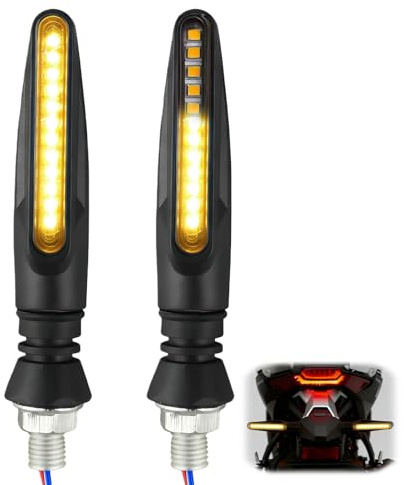 JoyEcho Lot de 2 Clignotants Moto LED 12V Universel, Feux de Signalisation avec Effet Lumineux Dynamique, Étanche, Compatibles Motos, Scooters et Quads, Installation Facile