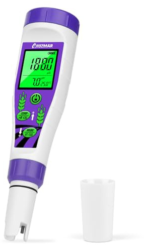 UIUZMAR pH EC Messgerät für Wasser Hydrokultur pH TDS Meter für Trinkwasser | Digitales 4 in1 pH EC TDS und Temperatur Messgerät für Pool, Aquarium, Whirlpool, Brauerei Mit Simultaner Anzeig