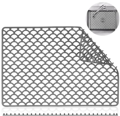 PARFCO Spülbeckenmatte Silikon 46 × 31 cm, Spülbeckeneinlage Grau | Silikon Spülbeckeneinlage für die Küche, schützt den Spülbereich und eignet sich auch als Topfuntersetzer