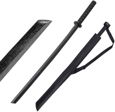Holz Katana Schwert mit Lederscheide, Samurai Schwert für Rollenspiel und Cosplay