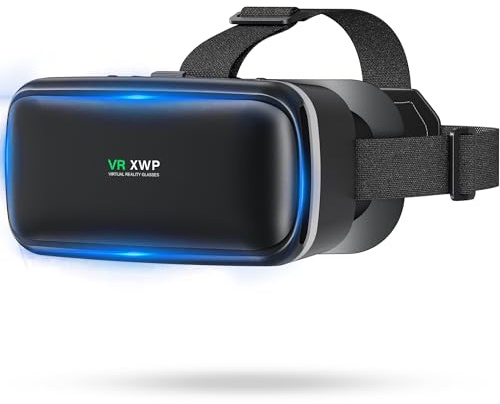 XWP VR Gafas de Realidad Virtual 3D, Gafas Inteligentes con Lentes HD Anti-Luz Azul para Películas y Juegos en Teléfono, Compatible con iOS/Android (4.7–6.8), Amigos y Familia