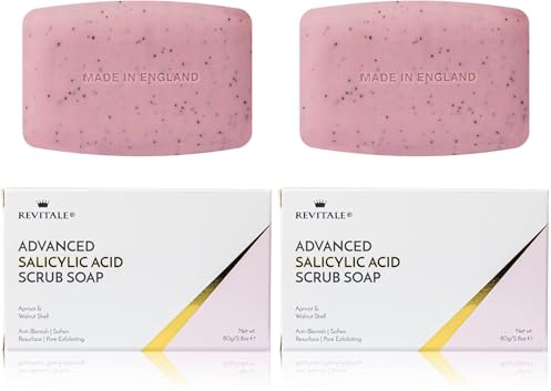 Revitale Advanced Sapone Esfoliante con Acido Salicilico BHA – Barra Esfoliante per Viso e Corpo, Detergente Profondo dei Pori, Anti-Imperfezioni, Ammorbidente per la Pelle (Confezione da 2)