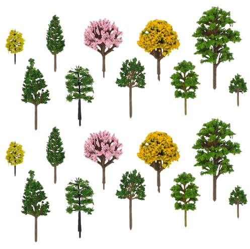 Kynigo 30 árboles en miniatura, árboles de modelismo, árboles y arbustos mixtos en miniatura, modelo de paisaje, accesorios en miniatura para mesa de arena, bricolaje, paisaje, modelo ferroviario