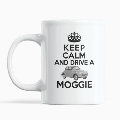 Gift Island Keep Calm and Drive a Moggie - Morris Minor Gifts for Men, Gifts for Classic car Lovers Classic Morris Minor 1000 moggie moggy - Secret Santa/Christmas/Father's Day
