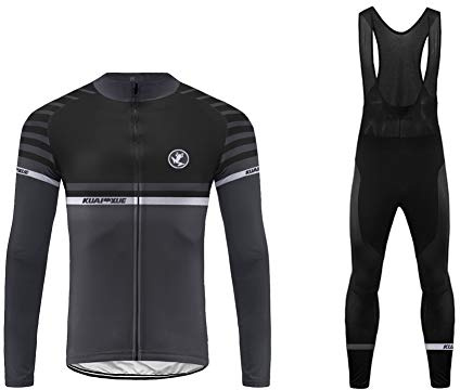 UGLY FROG UFDSJ46 Neue Winter with Fleece Männer Radfahren Langarm Herren Fahrradbekleidung Set Lang Winter Radjacke und Fahrradhosen Thermofleecefutter Radhose mit Sitzpolster