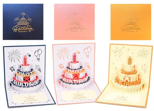 DEESOSPRO Grußkarten Geburtstag, Geburtstagskarte Geschenk für Ihre Verwandten, Freunde und Liebhaber Special, 3D Pop-up-Grußkarte mit schönen Papier-Cut, Umschlag enthalten (Happy Birthday)