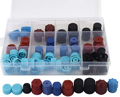 Almencla 77Pcs R134a R12 Klimaanlage Kappe AC Aufladung Port Service Ventil Montage Kappen Niederdruck + Hochdruck Deckel Satz