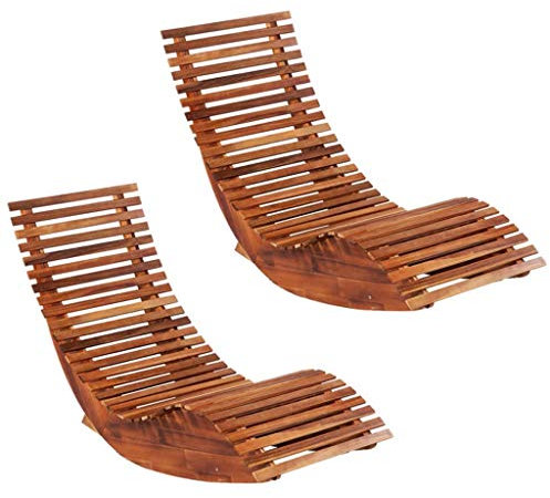 vidaXL 2X Akazienholz Sonnenliege Gartenliege Liegestuhl Holzliege Saunaliege Gartenmöbel Relaxliege Liege Schaukelstuhl Garten 149x60x86cm