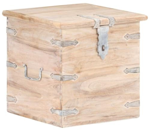 vidaXL Akazienholz Massiv Truhe Abschließbar Aufbewahrungsbox Holzkiste Nachttisch Nachtschrank Schatztruhe Holztruhe Schatzkiste 40x40x40cm