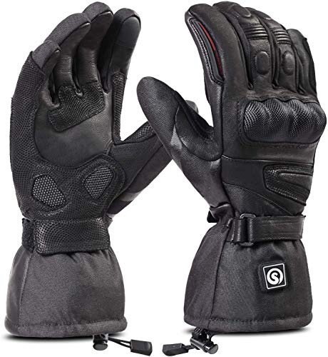 day wolf Heated Motorcycle Gloves Waterproof Motorbike Hand Warmers for Men Women with 7.4V Rechargeable Batteries Electric Heating Touchscreen Compatible for Winter Cold Weather Riding Skiing