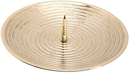 NKlaus Bougies -Plateau rainuré avec épine Ø15cm Assiette à Bougie Laiton doré Porte-Bougie Design Spirale 10563