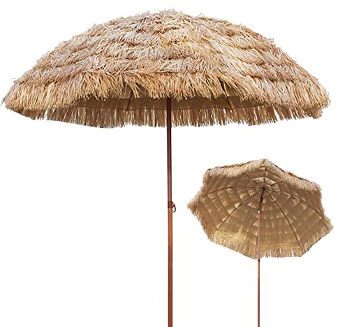 CHIPS Ø 300cm / 9.8ft Großer Outdoor Hawaii Sonnenschirm Strandschirm Garten Stroh Sonnenschirm-Regenschirm, Anti-UV und Wasserdicht (Natürliche Farben)