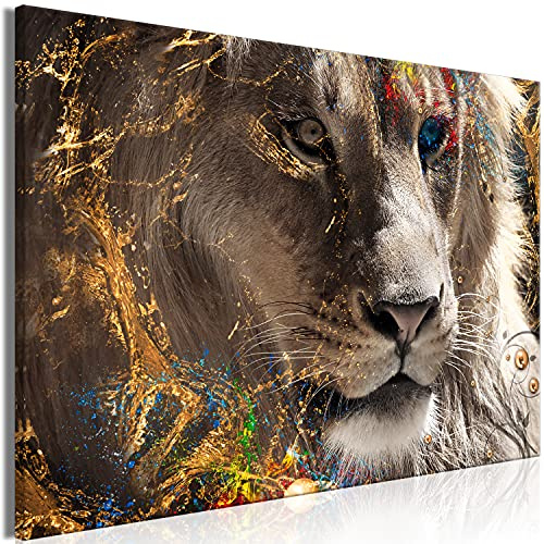murando - Wandbilder XXL Tiere 120x80 cm 1 tlg - Wand Deko Vlies Leinwand Bilder Groß Wanddeko Wohnzimmer Schlafzimmer Kunstdrucke - Löwe bunt Gesicht Abstrakt g-C-0390-b-a