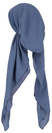 Madison Headwear Pretied Hair Scarves For Women Featuring A Unique Sparkly Foil Finish And Stretchy Ribbed Fabric (Crimped Solid DENIM)